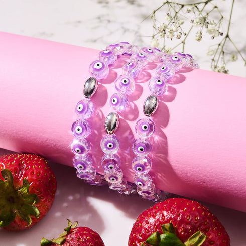Bracelet Mauvais Œil en Cristal | Argent Sterling 925 | Violet